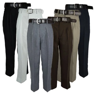 Boys Flat Front Dress Pant PF110- Slacks With Belt Many Colors New Sizes 4 to 20 - Picture 1 of 12