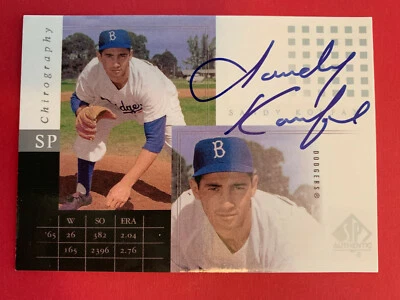 Tarjeta auténtica Sandy Koufax autografiada 2001 SP CUBIERTA SUPERIOR Foto 1 de 2