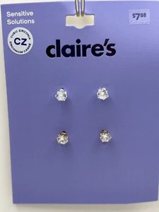 NUEVO 2 Pares de Aretes de Circonita Cúbica Oro y Plata de Claire's - Imagen 1 de 1