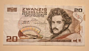 Original 1986 Austria 20 Schilling Paper Money Banknote Currency - Picture 1 of 2