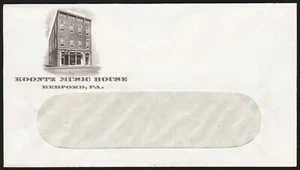 Vintage envelope KOONTZ MUSIC HOUSE building picture Bedford Pennsylvania n-mint - Picture 1 of 2