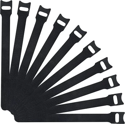 50 Pcs Cable Straps Black Wire Cord Hook Loop Ties Reusable Fastening Organizer - Image 1 of 4