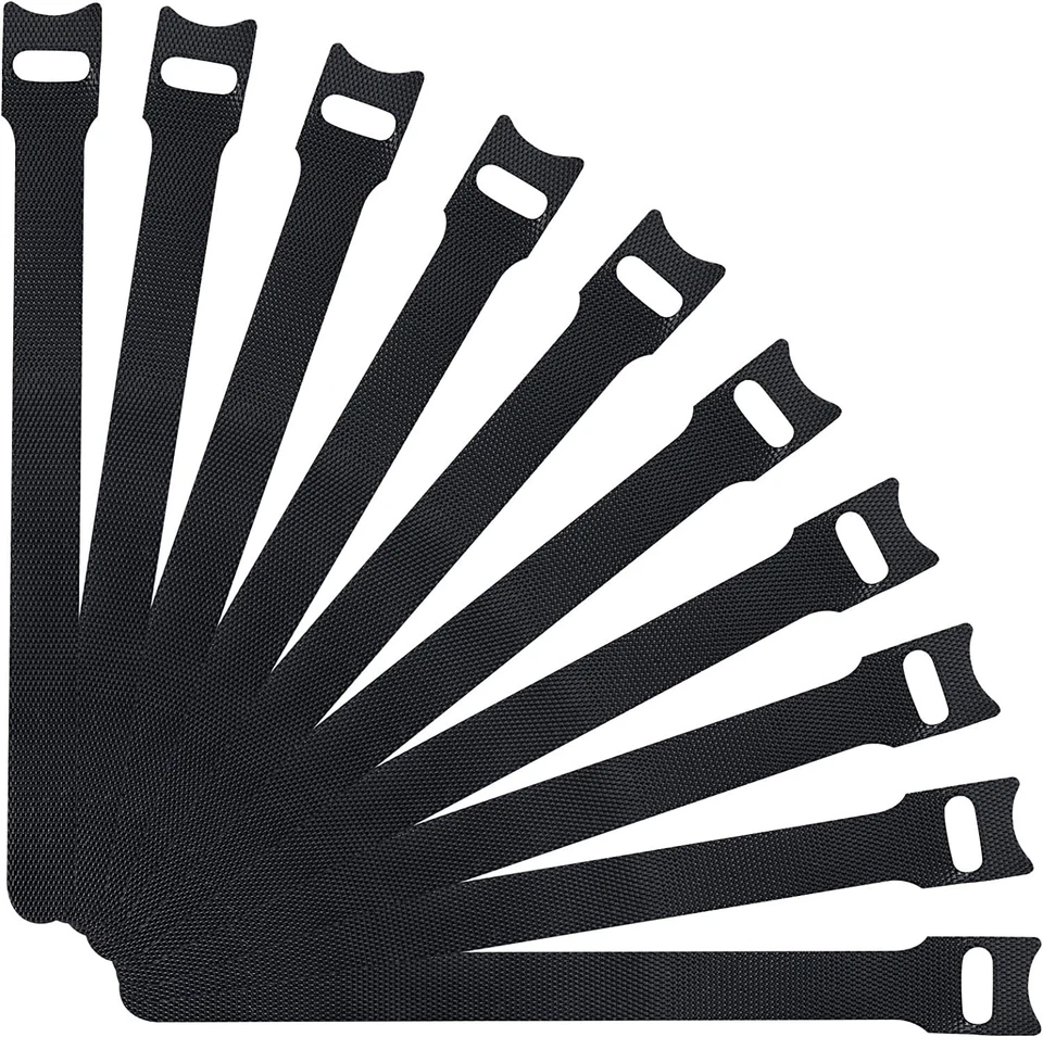 50 Pcs Cable Straps Black Wire Cord Hook Loop Ties Reusable Fastening Organizer - Image 1 of 4