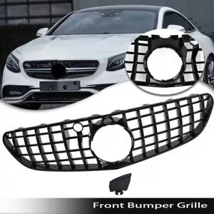 Gloss Black Front GT Grille For Mercedes Benz C217 W217 S63 S65 Coupe 2015-2017 - Foto 1 di 12
