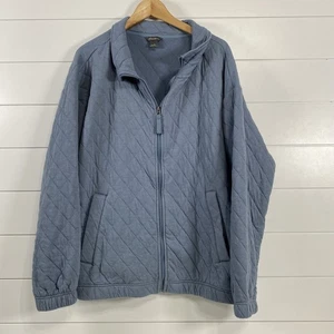 Eddie Bauer Womens Quilted Cotton Blend Full Zip Jacket XL Blue Outdoor Grandma - Picture 1 of 12