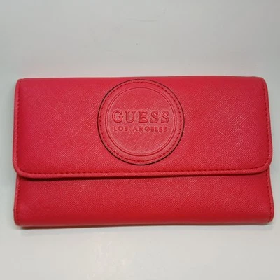 Guess Los Angeles Women's Faux Leather Wallet Popping Pink Color H-4.5" W-7.5" - Image 1 of 4