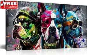 Zoyotago Large Canvas Wall Art for Bedroom Living Room Funny Graffiti Dog Pic... - Picture 1 of 7