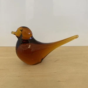 Vintage Mid Century Braunglas Vogel mundgeblasen Figur Briefbeschwerer - Bild 1 von 9