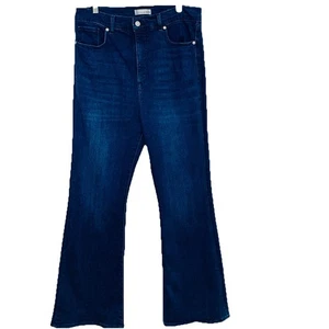 Loft the Slim Flare Jeans 32/14 Blue Stretch High Rise Casual Western Workwear - Picture 1 of 10