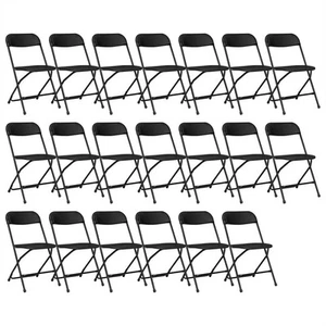 30 x Indoor Outdoor Office Wedding Stackable Plastic Folding Chairs Black - Picture 1 of 12