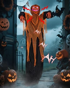 5,9 Fuß Halloween Animatronics stehender Kürbis Mann, Vorbeleuchtung Sprachgesteuert - Bild 1 von 7