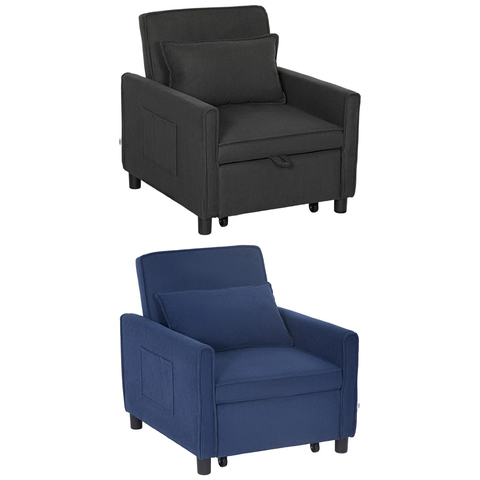 HOMCOM Silla Cama Convertible 3 en 1, Silla Cama Ajustable Foto 1 de 1