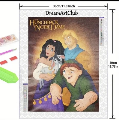 Diamond Art Kit Disney's HUNCHBACK OF NOTRE DAME Lg Full Drill Round Gems - Image 1 of 4