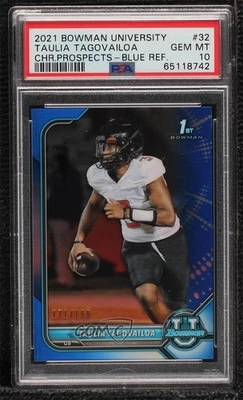 2021 Bowman U Chrome Prospects Blue Refractor Taulia Tagovailoa PSA 10 GEM MT - Image 1 of 2