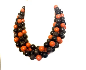 Wunderschöne ANGELA CAPUTI Braun & Koralle Farbe Harz Perlen Halskette - Bild 1 von 6