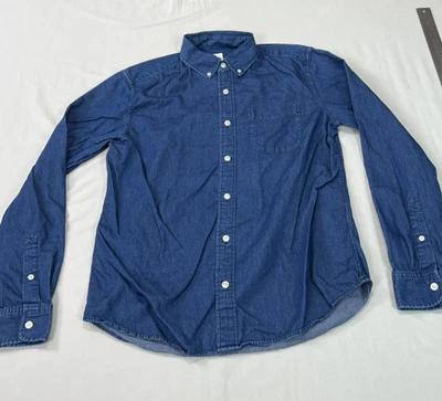 Camisa vaquera Gap Denim para hombre pequeña azul abotonada manga larga lavado oscuro clásica usada en excelente estado Foto 1 de 4
