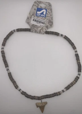 Surf Style Shark Tooth Necklace Brown Gray Black Tan Beads 18" 716717 BOGO! - Image 1 of 2
