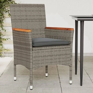 New Patio Chairs with Cushions 2 pcs Grey Poly Rattan - Picture 1 of 10