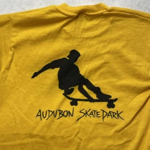 VTG Audubon Skate Park Youth L Yellow Shirt Tshirt Tee Jerzees Tag USA Skater - Picture 1 of 9