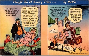 Cartolina They'll Do It Every Time di Jimmy Hatlo cartolina fumetto lino non pubblicata - Foto 1 di 2