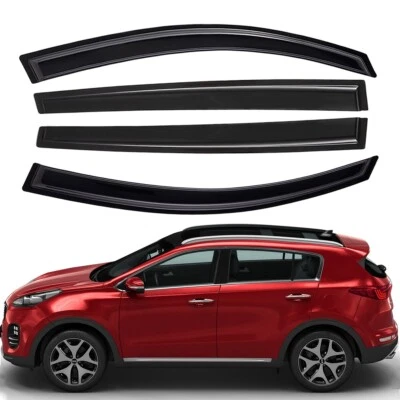 Tape-on Window Visors Sun Rain Guards Wind Deflectors for 2011-2016 Kia Sportage Foto 1 de 4