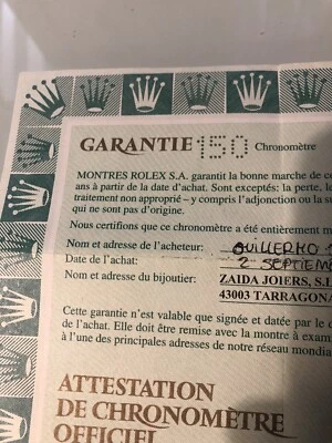 Rolex Ref.  16610 Submariner Certificato di Garanzia Seriale K Original - Immagine 1 di 4