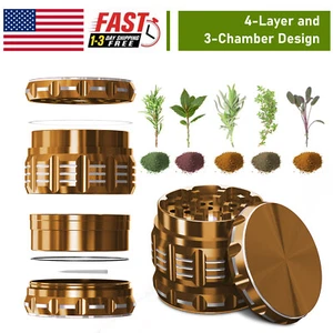 Molinillo de tabaco de hierbas especias de 2"" para fumar trituradora de 4 piezas molinillo de aluminio dorado - Imagen 1 de 7