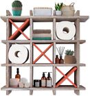 Rustic Tic-Tac-Toe Toilet Roll Holder Rustic Decor For Bathroom Distressed White