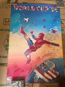 Peter Max Official 1994 World Cup Soccer 36x24" Hand Signed Poster Unframed - Picture 1 of 12
