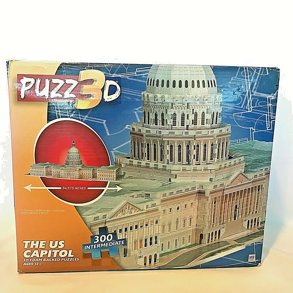 Rompecabezas con respaldo de espuma 3D Capitol EE. UU. 300 piezas 12+ nuevo en caja dañada MB Hasbro Foto 1 de 4