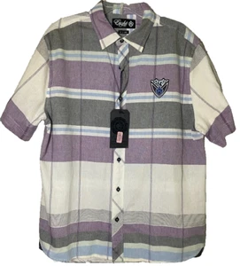 NWT Eight 732 Shirt Men's XL Short Sleeve Button Up Purple multicolor Skater - Picture 1 of 8