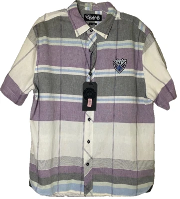 NWT Eight 732 Shirt Men's XL Short Sleeve Button Up Purple multicolor Skater - Image 1 of 4