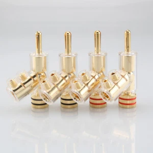 4 pièces LOCK HAUT-PARLEUR CÂBLE BANANA PLUG CONNECTOR haut de gamme recouvert d'or haut de gamme - Photo 1 sur 7