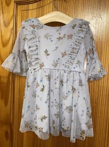 Baby Mädchen Blumen Kleid 3-6 Monate Neu Etikett Chiffon Langarm Sehr Neu Etikett - Bild 1 von 9