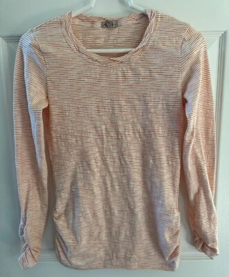 Camisa acanalada manga larga algodón albaricoque naranja pastel Mod-O-Doc para mujer S Foto 1 de 4