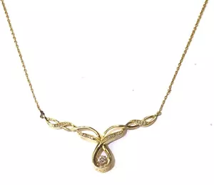 10k Gelbgold tanzender natürlicher Diamant Schimmer Halskette 0,19ct 5,4g Nachlass 22" - Bild 1 von 13