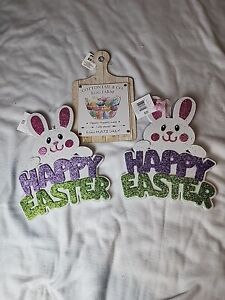 3 Easter Signs Perfect For Makeing Wreaths. 2 Foam Bunnies 1 Wood Egg Farm