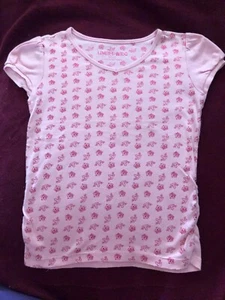 Limited Too Girls size 10 short puffy sleeve pink cotton top 20" long 16" chest - Picture 1 of 3