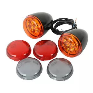 Black LED Turn Signal Indicator Light Fit For Harley Sportster XL 883 1200 92-22 - Picture 1 of 8