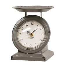 NEW Farmhouse Kitchen SCALE CLOCK DARK GRAY Country Chippy Metal Cottage 