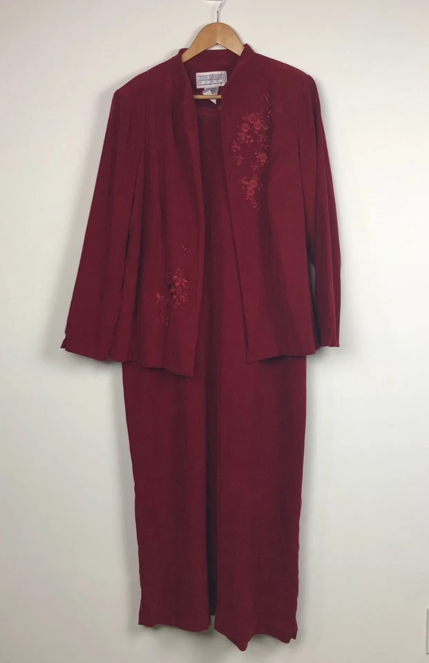 VTG Jessica Howard Women's 2 Piece Set Embroidered Dress & Shirt Red Size 16 - Image 1 of 4