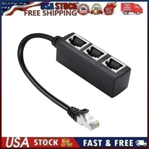 RJ45 Ethernet Cable Adapter Splitter 1 Male To 3 Female Network Port LAN Plug - Picture 1 of 13