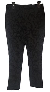 NWT Chico's Sz 0 Black Burnout Velvet So Slimming Juliet Flocked Ankle Pants - Picture 1 of 6