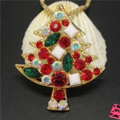 Moda Mujeres Color Estrella Lindo Árbol de Navidad Cristal Suéter Cadena Collar Foto 1 de 4