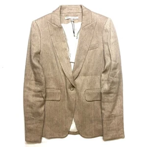 VERONICA BEARD Womens Linen Cutaway Dickey Blazer Jacket Beige (MSRP $595) - Picture 1 of 4