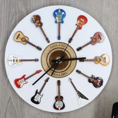 14" Hand Made Realis Personalized Wooden Guitar Wall Clock, Guitar Clock - Image 1 of 4