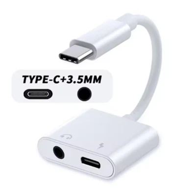2 in 1 Charger Headphone USB Type C to 3.5mm Aux Audio Cable Cord Adapter lot - Image 1 of 4