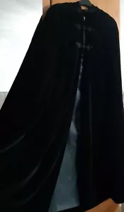 Laura Ashley Vintage Black Velvet Hooded Cloak Size Medium / Large - Picture 1 of 5