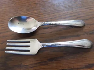 1940's NURSERY SILVER PLATE BABY SPOON & FORK A1 4 INCHES IN LENGTH - Picture 1 of 9
