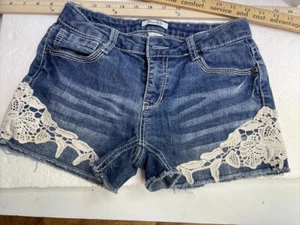 Mudd shorts youth size 14 blue with white embroidered design cut off boyfriend - Picture 1 of 13